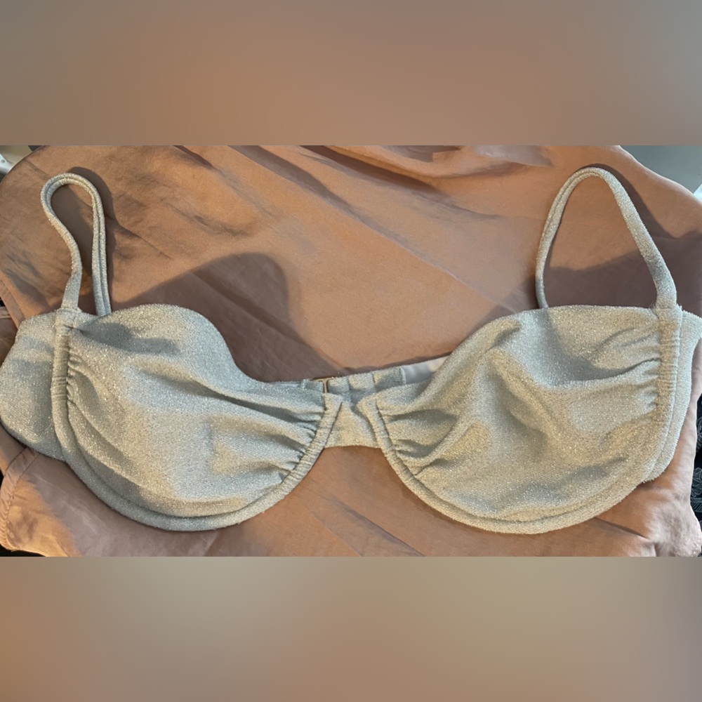 White Glitter Bikini Top